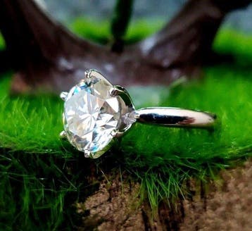 Zonder minimumprijs - Ring Zilver, 2.50 Carat White Round, Nieuw