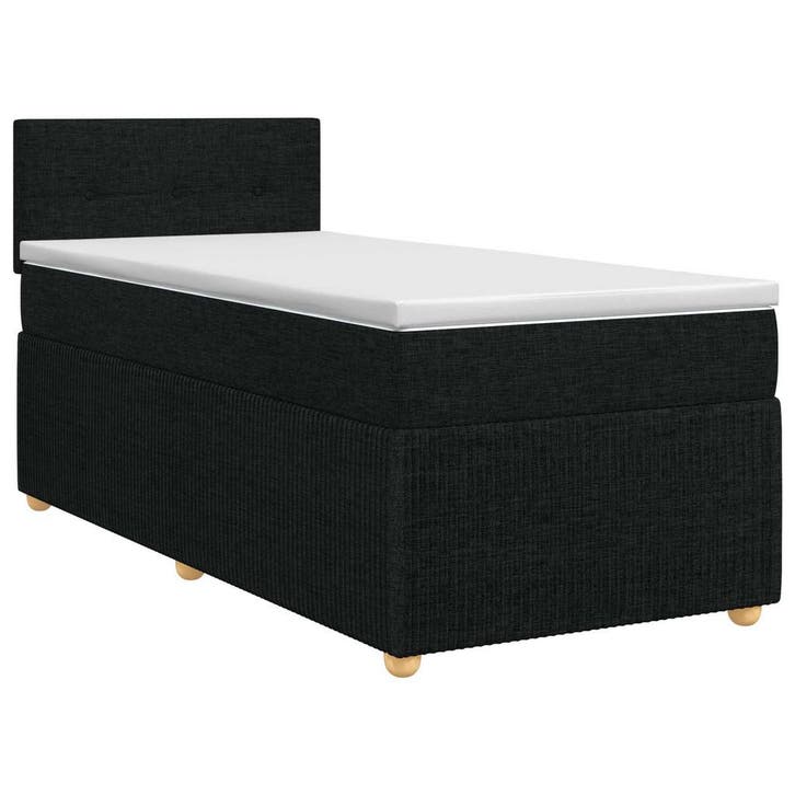vidaXL Boxspringbed met matras met hoofdeinde Zwart 90 x 200, Huis en Inrichting, Slaapkamer | Bedden, Nieuw, Verzenden