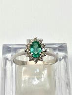 Zonder minimumprijs - Ring Zilver Smaragd - Diamant