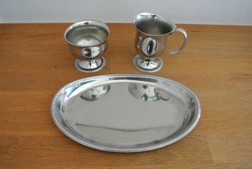Alessi - Koffieservies voor 4 (3) - Engraved Round Tray -