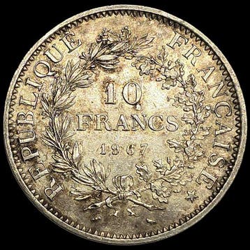 Frankrijk. Ve République. 10 Francs 1967 (Zonder
