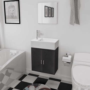vidaXL Badkamermeubelset met wasbak zwart 3-dlg, Huis en Inrichting, Verzenden, Nieuw