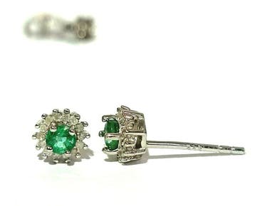 Zonder minimumprijs - Oorbellen Zilver - 0.33ct. tw. Smaragd, Nieuw