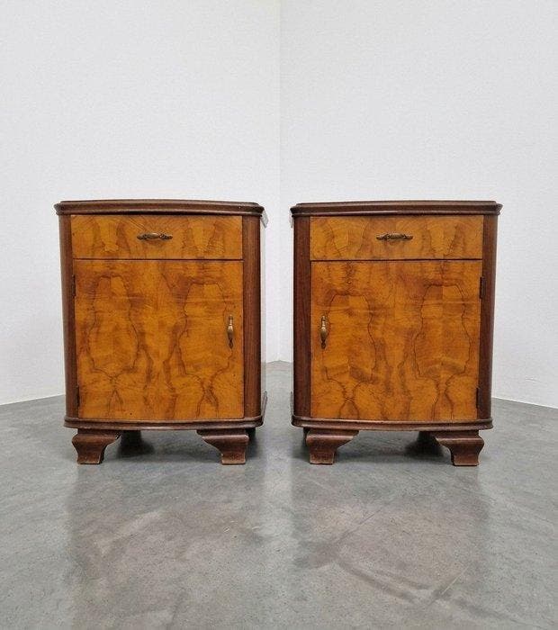 Nachtkastje - Wortelnotenhout, Antiek en Kunst, Kunst | Designobjecten