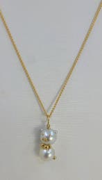 Ketting met hanger - 18 karaat Geel goud Parel - Witte