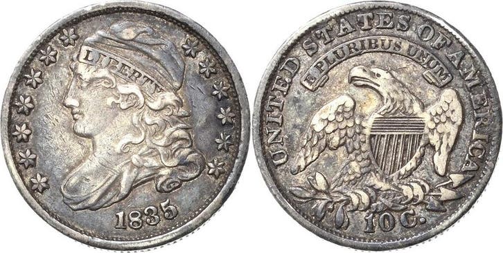 Dime (10 Cent) 1835, Vereinigte Staaten von Amerika, Postzegels en Munten, Munten | Amerika, Verzenden
