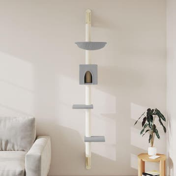 vidaXL Kattenmeubel wandgemonteerd met krabpaal 187 cm, Verzenden