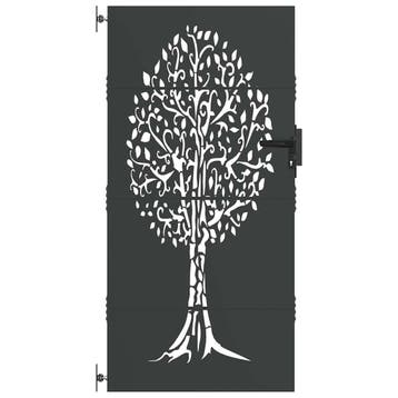 vidaXL Tuinpoort 85 x 200 cm Poedercoated staal Zwart, Verzenden, Nieuw