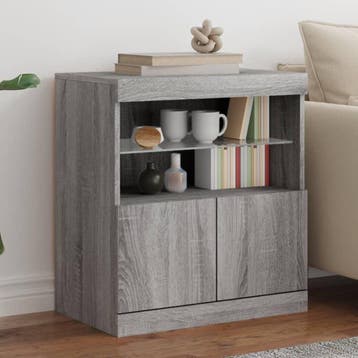 vidaXL Dressoir met LED-verlichting 60x37x67 cm grijs sonoma, Verzenden