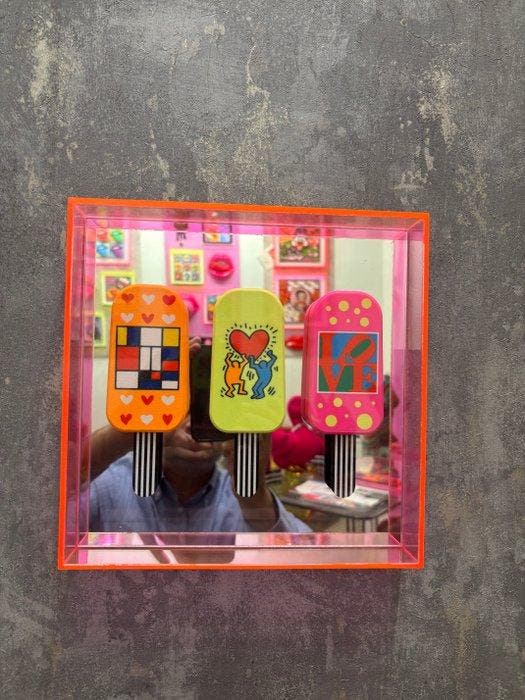 KIRAS - 3 POP multi FLAVORS 25x25cm, Antiquités & Art, Art | Peinture | Moderne