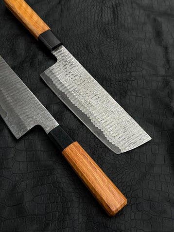Keukenmes - Japanse mes, Damascus-keukenmes, ladderpatroon