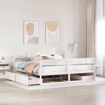 vidaXL Bedframe zonder matras massief grenenhout wit 180x200, Verzenden