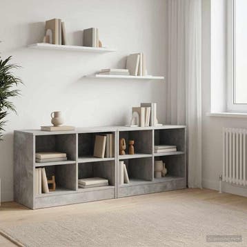 vidaXL Bedkast met plank 2 st Betongrijs 66 x 33 x 48 cm, Huis en Inrichting, Verzenden, Nieuw