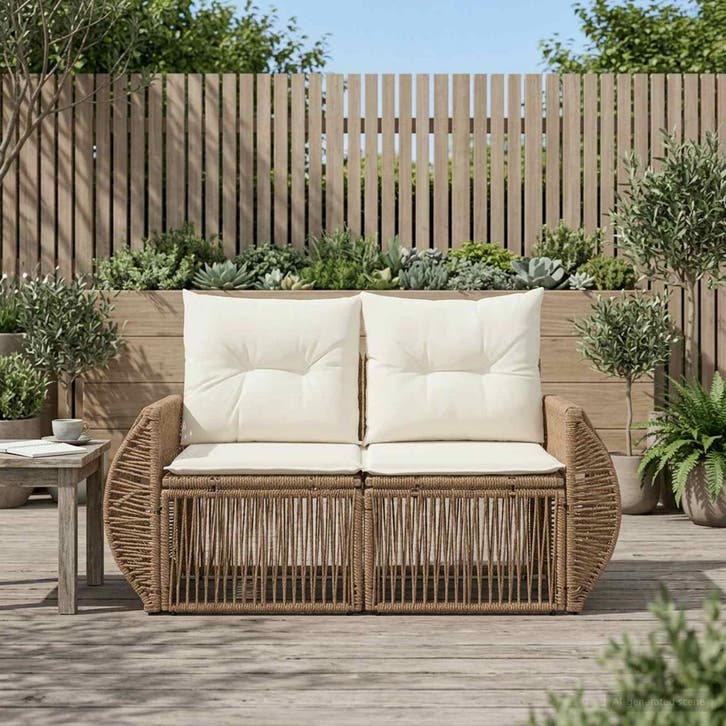 vidaXL Tuin Sofa 2-Aantal zitplaatsen Beige poly rattan, Tuin en Terras, Tuinsets en Loungesets, Nieuw, Verzenden