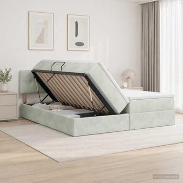 vidaXL LED opbergbed met matras Lichtgrijs 180 x 200 cm, Verzenden, Nieuw