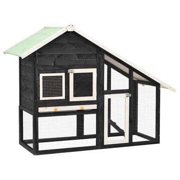 vidaXL Konijnenhok 140x63x120 cm massief vurenhout grijs en, Dieren en Toebehoren, Verzenden, Nieuw