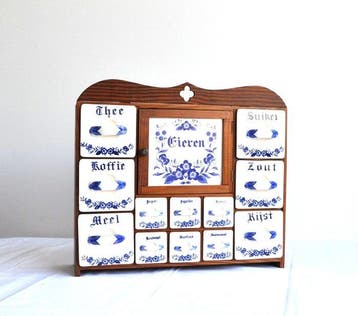 Boîte à épices - Bois, Porcelaine