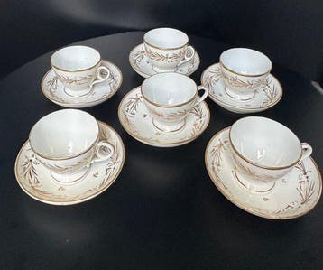 Koffieservies (6) - Porselein - Porselein van Parijs, Antiek en Kunst