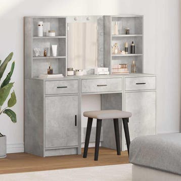 vidaXL Dressing tafel set met LED 3 st Beton Grijs Bewerkt, Verzenden