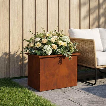 vidaXL Tuinplantenbak met led Roestkleurig 40 x 60 x 40 cm, Jardin & Terrasse, Pots de fleurs, Verzenden