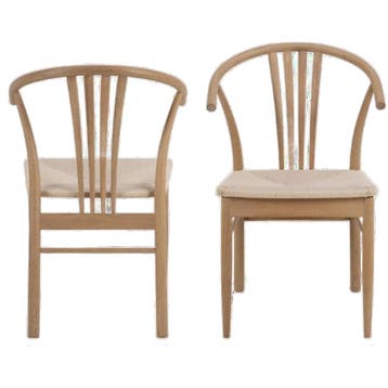 De Rebellenclub Urbino Eetkamerstoel - Set Van 2 - Naturel, Huis en Inrichting, Stoelen, Verzenden, Zo goed als nieuw, Bruin, Modern