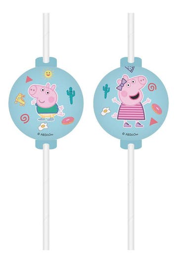 Peppa Pig Papieren Rietjes 4st, Verzenden