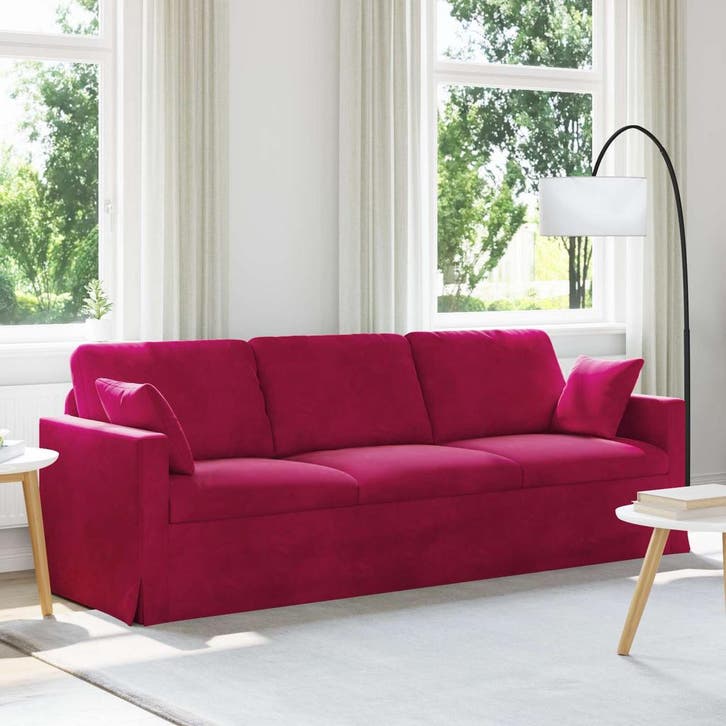 vidaXL bank / zetel Wijnrood 228 x 78 x 80 cm Fluweel, Maison & Meubles, Canapés | Salons, Envoi