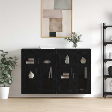 vidaXL Wandgemonteerde Kasten 2 st Zwart eiken 69,5 x 34 x, Maison & Meubles, Armoires | Dressoirs, Verzenden