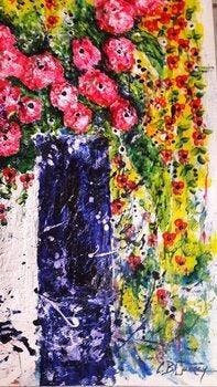 Christiane Guerry 1948 - ROSES, Antiquités & Art, Art | Peinture | Moderne