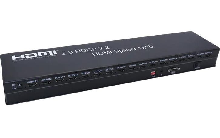 DrPhone HS16 4K 60Hz Hdmi 2.0 1X16 HDMI Splitter – HDCP 2.2, Audio, Tv en Foto, Overige Audio, Tv en Foto, Nieuw, Verzenden