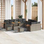 vidaXL Tuinbank Set met kussen 17 pcs Grijs poly rattan, Tuin en Terras, Verzenden, Nieuw