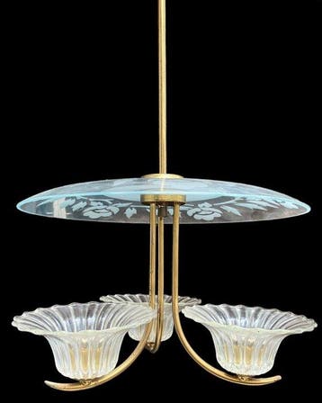 Lustre - Art déco, verre moulé, Antiquités & Art