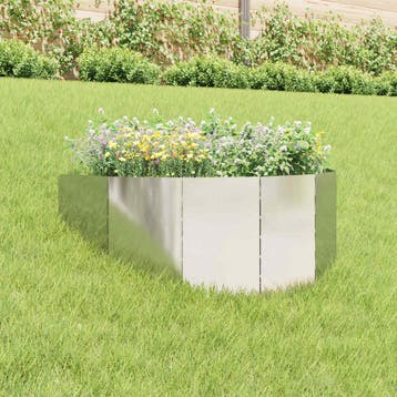 vidaXL Gazonrand 100 x 45 cm Staal Zilverkleurig, Verzenden