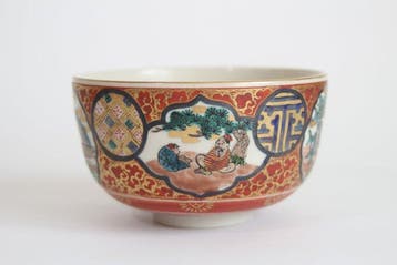 Kutani-aardewerk Chawan / theebol - Shoza-stijl - Tomobako -
