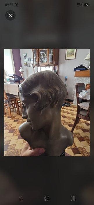 Auguste Henri CARLI (1868-1930) - Buste, Zeldzame Art Deco, Antiquités & Art