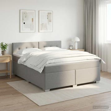 vidaXL Boxspringbed met matras en LED Lichtgrijs 180 x 200, Verzenden