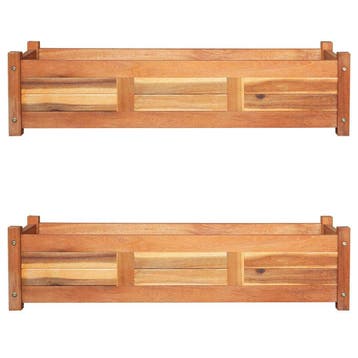 vidaXL Plantenbakken verhoogd 2 st 100x30x25 cm acaciahout, Verzenden, Nieuw