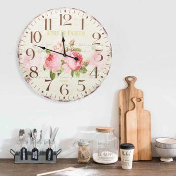 vidaXL Wandklok vintage stijl 60 cm bloemen, Verzenden
