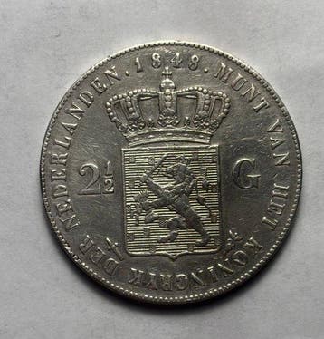 Nederland. Willem II. 2 1/2 Gulden 1848 (Zonder