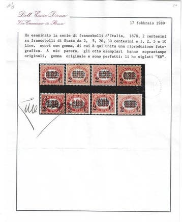 Italie 1878 - Service de 1875 surimprimé 2C, série complète,, Gestempeld