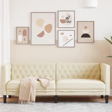 vidaXL Driezitsbank / zetel Chesterfield-stijl kunstleer, Verzenden