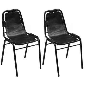 Stoelen echt leer | Tweede kansje | 35% korting, Huis en Inrichting, Twee, Verzenden, Zwart, Leer