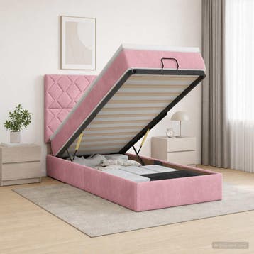 vidaXL Ottoman bed met matras met hoofdeinde Roze 80 x 200, Verzenden