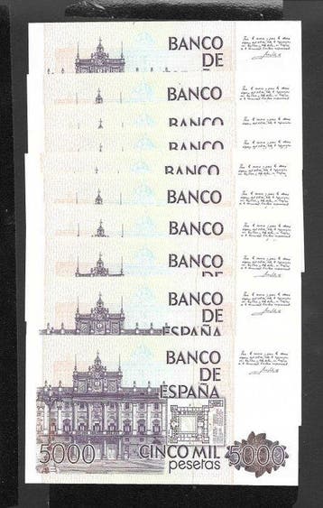 Spanje. - 10 x 5000 Pesetas 1979 - Pick 160a - consecutive