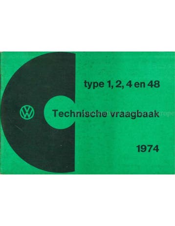 1974 VOLKSWAGEN TECHNISCHE VRAAGBAAK NEDERLANDS, Auto diversen