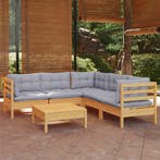 vidaXL 6-delige Loungeset met grijze kussens grenenhout, Verzenden, Nieuw, Loungeset