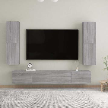 vidaXL Tv-wandmeubel 30,5x30x110 cm grijs sonoma, Huis en Inrichting, Kasten |Televisiemeubels, Verzenden, Nieuw