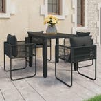 vidaXL 5-delige Tuinset PVC-rattan zwart, Tuin en Terras, Verzenden, Nieuw, Tuinset