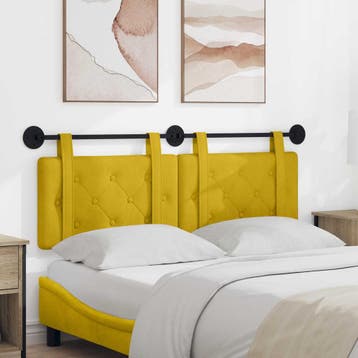 vidaXL Hangend hoofdbord Geel Fluweel, Huis en Inrichting, Slaapkamer | Bedden, Verzenden, Nieuw
