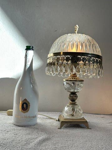 Tafellamp - Glas, Messing, Metaal - Crystal glass